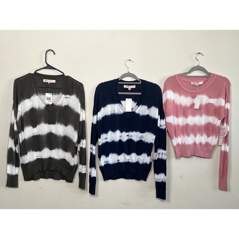 Crave Fame Tie Dye Sweater Bundle Lot of 3 Womens Size M NWT Olive Navy Pink